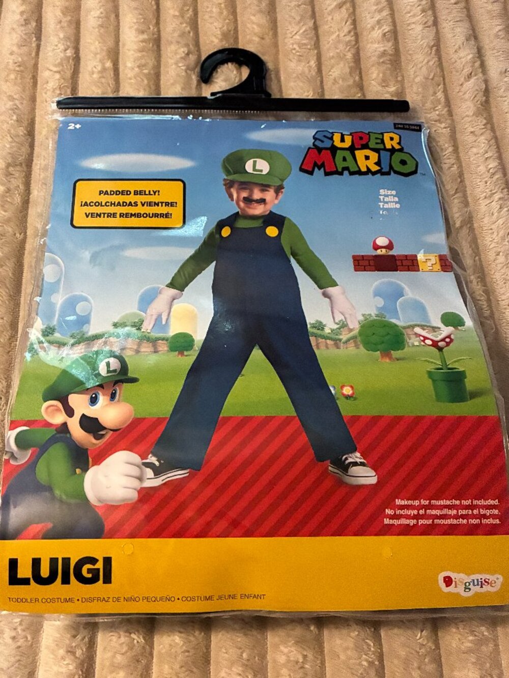 SUPER MARIO LUIGI COSTUME-TODDLER SIZE 2T-DISGUISE-NWT!